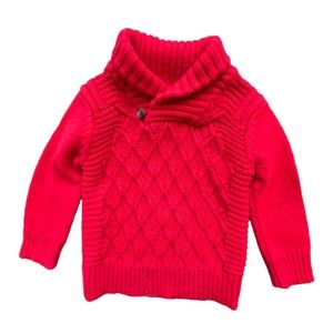 🆕Cat & Jack Boys Shawl Collar Sweater Red Size 2T NWOT